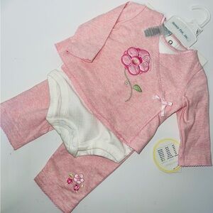 VTG NWT Baby Girl Clothes New Honey Pot 6 Months 4 pc‎ Pink Flower Outfit Set